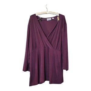 Chico's Travelers 3 purple wrap front flattering tunic top classic 16 XL